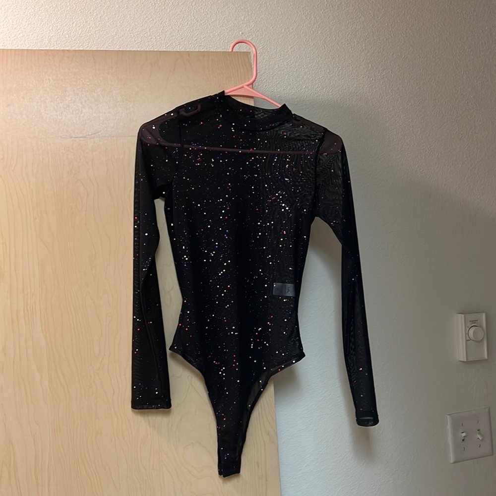 Sheer bodysuit with sparkles